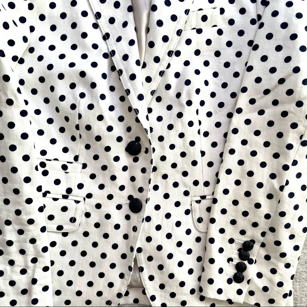 J. Crew Navy Polkadot Schoolboy Blazer